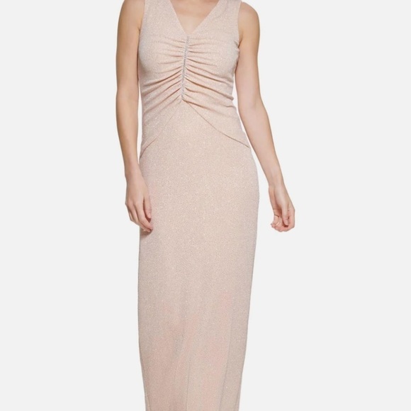 CALVIN KLEIN Embellished Maxi Evening Glitter Dress in Blossom - Picture 4 of 6
